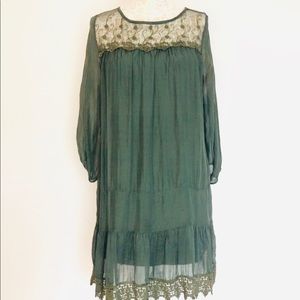 GIUSY Made in Italy Green Silk loose Dress